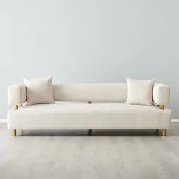 Malta II 3-Seater Powder White Chenille Fabric Sofa