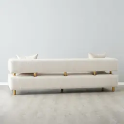 Malta II 3-Seater Powder White Chenille Fabric Sofa