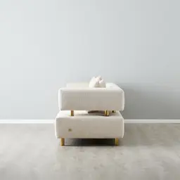 Malta II 3-Seater Powder White Chenille Fabric Sofa