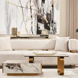 Malta II 3-Seater Powder White Chenille Fabric Sofa