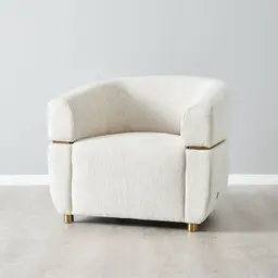 Malta II Powder White Chenille Fabric Occasional Chair