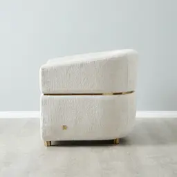 Malta II Powder White Chenille Fabric Occasional Chair