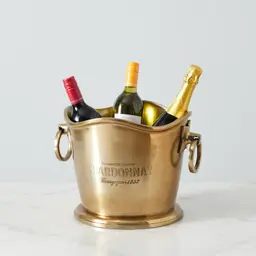 Bacchus Shiny Brass Colour Metal Wine Cooler