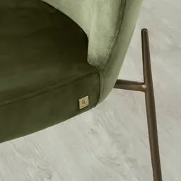 Hailey Olive Green Velvet Dining Chair - Bronze Legs