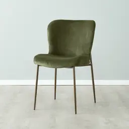 Hailey Olive Green Velvet Dining Chair - Bronze Legs