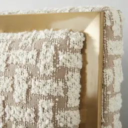 Harlow Light Sand Grey and White Boucle Queen Bed