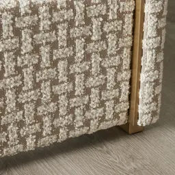 Harlow Light Sand Grey and White Boucle Queen Bed