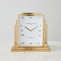 Clarita Matte Antique Brass Table Clock