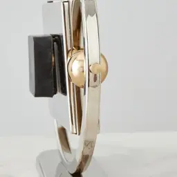 Tiffany Matte Antique Nickel and Brass Table Clock