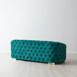 Kelly Emerald Velvet 2-Seater Sofa - Gold Legs