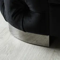 Kelly Black Velvet 2-Seater Sofa - Black Nickel Legs