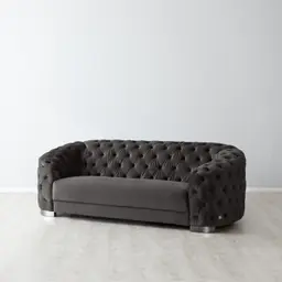Kelly Charcoal Velvet 2 Seater Sofa - Black Nickel Legs