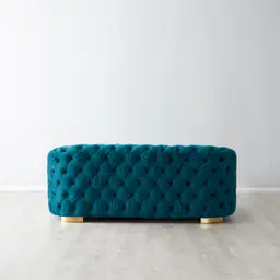 Kelly Peacock Blue Velvet 2 Seater Sofa Gold Legs