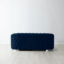 Kelly Navy Blue Velvet 2-Seater Sofa Silver legs