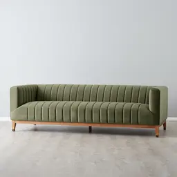 Astoria III Olive Green Velvet 3-Seater Sofa
