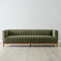 Astoria III Olive Green Velvet 3-Seater Sofa