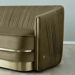 Crown Olive Green Velvet 3-Seater Sofa