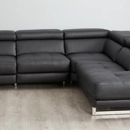 Alessia Black Leather Right Recliner Lounge