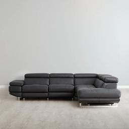 Alessia Black Leather Right Recliner Lounge