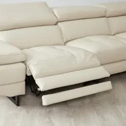 Alessia Almond Cream Leather Right Recliner Lounge