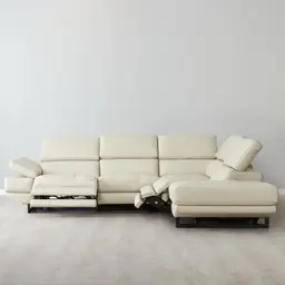 Alessia Almond Cream Leather Right Recliner Lounge