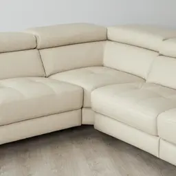 Alessia Almond Cream Leather Right Recliner Lounge