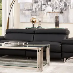 Elena Black Leather 3-Seater Electric Recliner