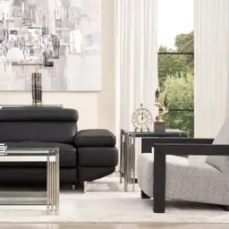 Elena Black Leather 2-Seater Electric Recliner