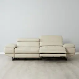 Elena Almond Cream Leather 3-Seater Electric Recliner