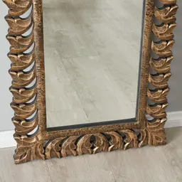 Daphne Black and Gold Carved Wooden Rectangle Mirror