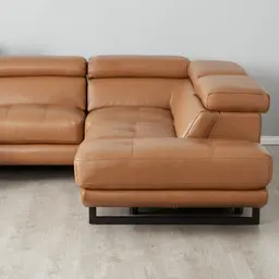 Alessia Savanna Brown Leather Right Recliner Lounge