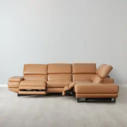 Alessia Savanna Brown Leather Right Recliner Lounge