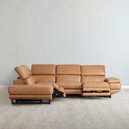 Alessia Savanna Brown Leather Left Recliner Lounge