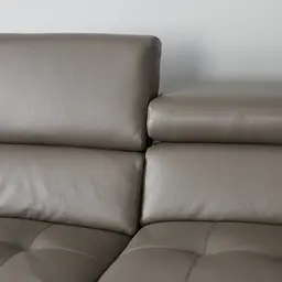 Alessia Warm Stone Grey Leather Right Recliner Lounge