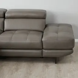 Alessia Warm Stone Grey Leather Right Recliner Lounge