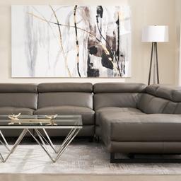 Alessia Warm Stone Grey Leather Right Recliner Lounge