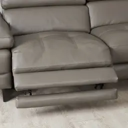 Alessia Warm Stone Grey Leather Right Recliner Lounge