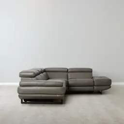 Alessia Warm Stone Grey Leather Right Recliner Lounge