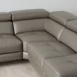 Alessia Warm Stone Grey Leather Left Recliner Lounge