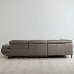 Alessia Warm Stone Grey Leather Left Recliner Lounge