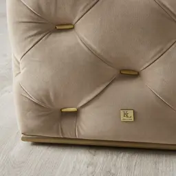 Empress Light Beige Velveteen 3-Seater Fabric Sofa