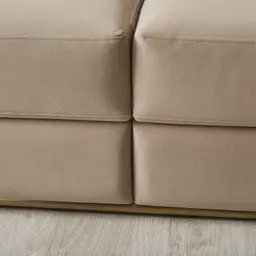 Empress Light Beige Velveteen 3-Seater Fabric Sofa