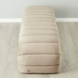 Annika Beige Velvet Curved Ottoman