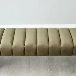 Annika Olive Green Velvet Curved Ottoman