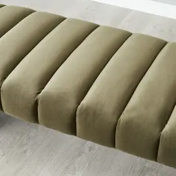 Annika Olive Green Velvet Curved Ottoman