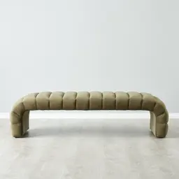 Annika Olive Green Velvet Curved Ottoman