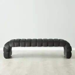 Annika Charcoal Velvet Curved Ottoman