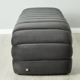 Annika Charcoal Velvet Curved Ottoman