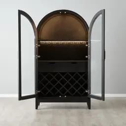 Fredrik Black Wooden Wine Cabinet