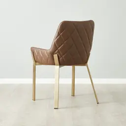 Arya II Tuscan Brown Vegan Leather Dining Chair - Brushed Gold Metal Legs